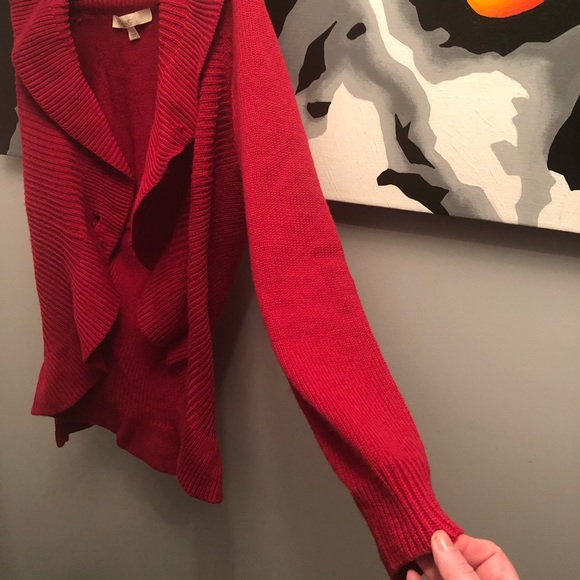 Crimson red XL shawl collar shaped cardigan EUC - Picture 5 of 6